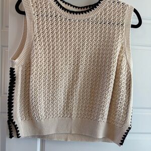 Varley Beige and Black Knit Sweater tank